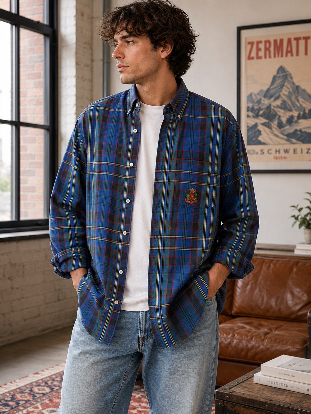 Vintage Paco Jeans Plaid Cotton Button Down Shirt XL 90s Made in Hong Kong